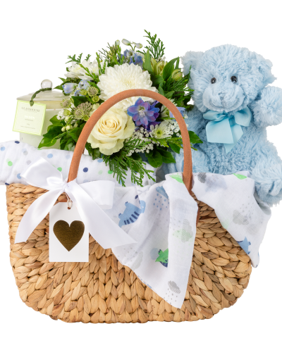 Blue Bear Baby Basket