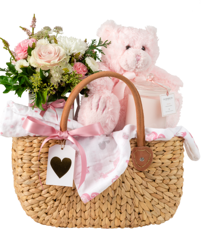 Baby Pink Bear Basket