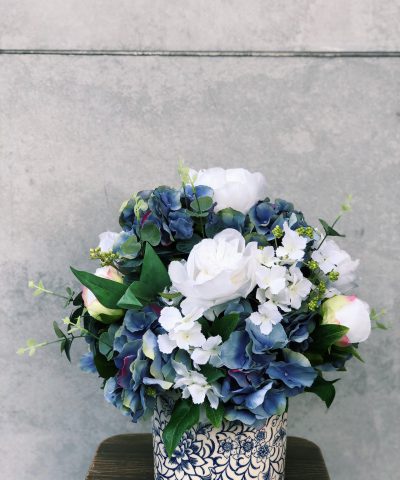 Blue and White Silk Arrangement
