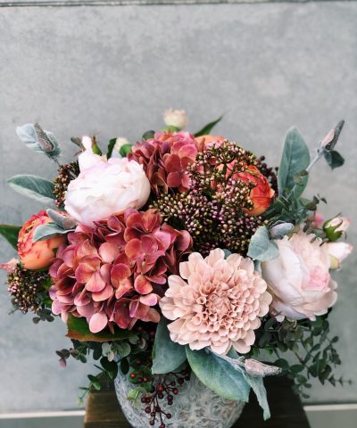 Autumn toned silk flower arrangement