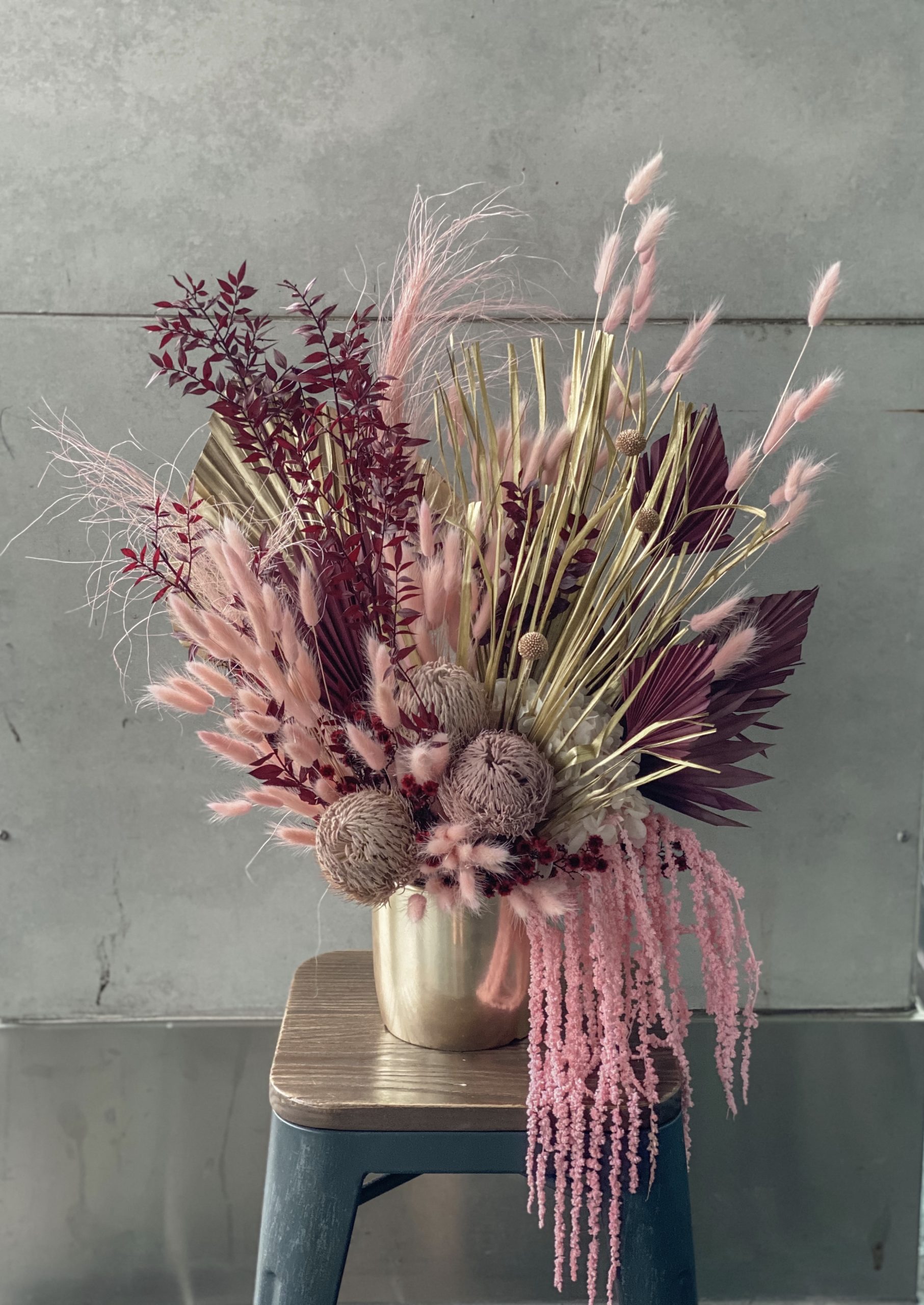 Glamorous Dried Arrangement- Pink Tones