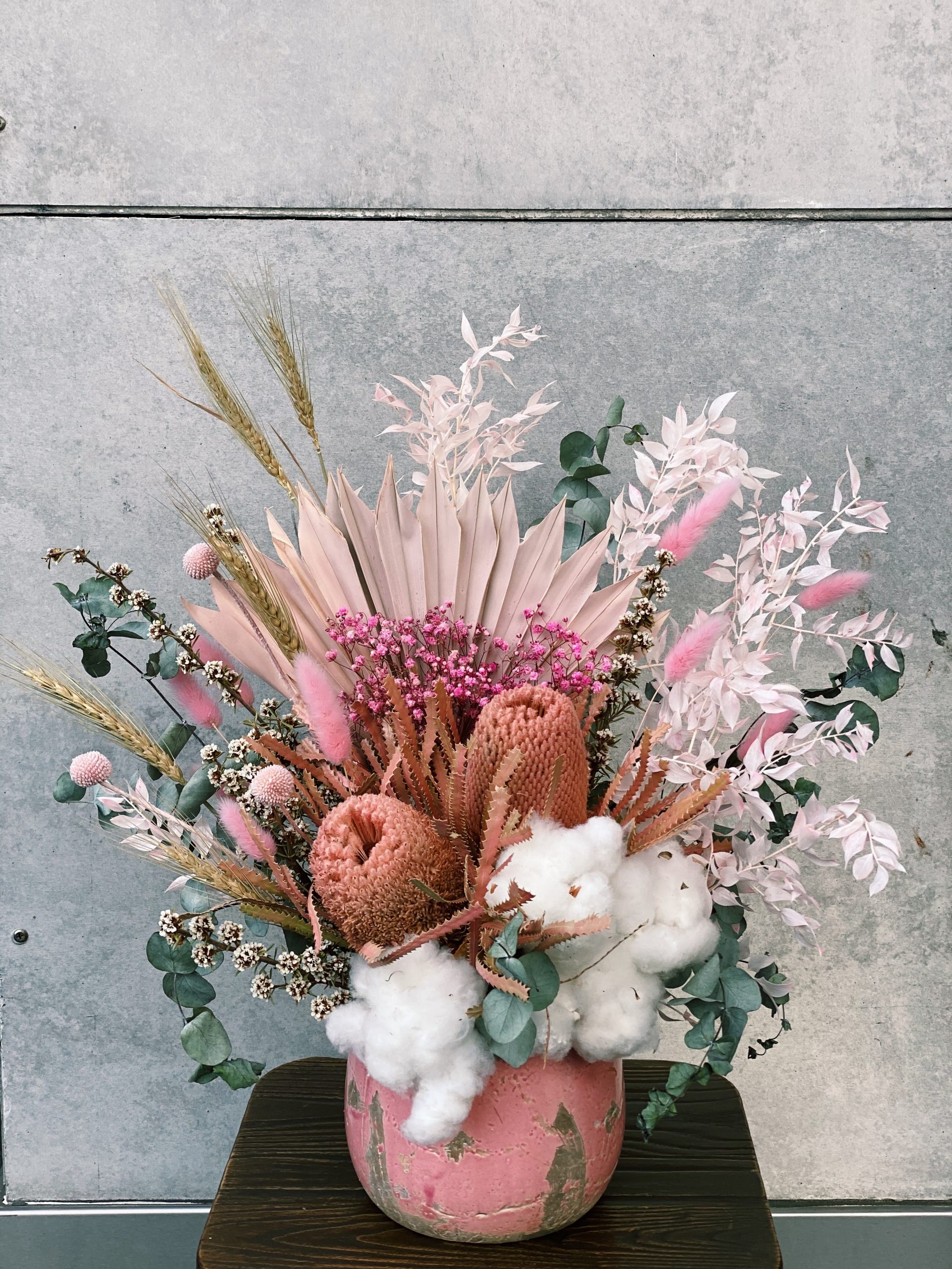 Magnificent Pink and White Dried and Preserved Arrangement - The Lush Lily  - Brisbane & Gold Coast Florist Flower Delivery - Carindale, Loganholme  Brisbane Gold Coast Buy flowers online