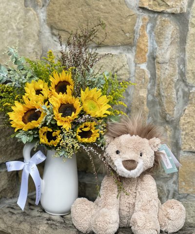 Lewis the Lion with Sunflowers