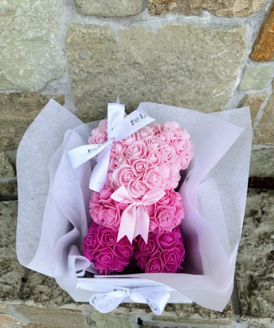 Forever Rose Bear Three Toned Pink