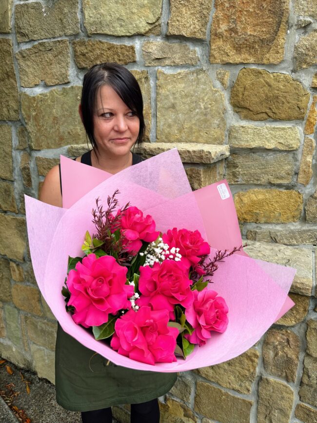 Reflexed Hot Pink Rose Bouquet