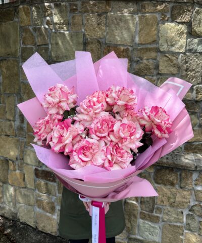 Candy Stripe pink rose bouquet featuring patterned candy stripe roses by The Lush Lily Brisbane florist