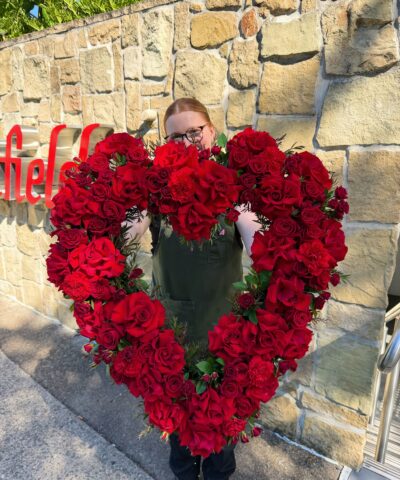 Red rose heart wreath arrangement – Endless Love Heart Wreath Brisbane by The Lush Lily florist