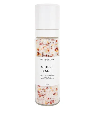 Tasteology Chilli Salt seasoning in glass jar