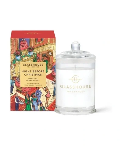 Glasshouse Fragrances Night Before Christmas 60g scented candle in glass jar with colourful festive Christmas gift box
