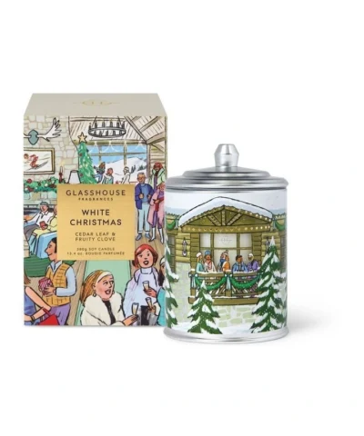Glasshouse Fragrances White Christmas 380g scented candle in festive glass jar with Christmas gift packaging